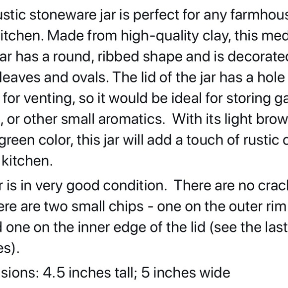 Rustic Stoneware Pottery Lidded Jar with vent; Light Brown and Green; Ga… - Picture 6 of 6